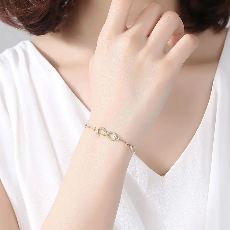 KALETINE Charms Infinity Bracelet 925 Sterling Silver Yellow Gold Bracelets For Women Mens Wedding Jewelry for Bridesmaid Brides - Image 6