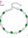 HuiSept Colorful Women Bracelet 925 Silver Jewelry Oval Shape Topaz Gemstone Ornament for Wedding Party Gift Wholesale Bracelets
