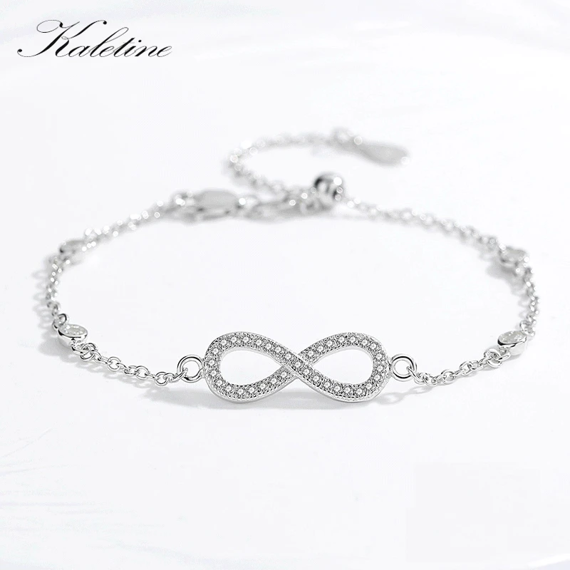 KALETINE Charms Infinity Bracelet 925 Sterling Silver Yellow Gold Bracelets For Women Mens Wedding Jewelry for Bridesmaid Brides
