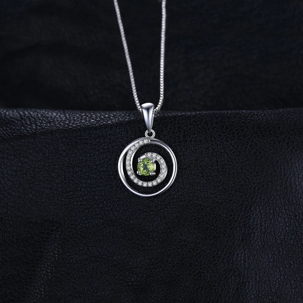 JewelryPalace Circle Round Natural Peridot 925 Sterling Silver Pendant Necklace for Women Fashion Gemstone Choker Without Chain - Image 4