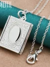 DOTEFFIL 925 Sterling Silver Square Photo Frame Necklace 16-30 Snake Chain For Women Man Fashion Wedding Party Charm Jewelry