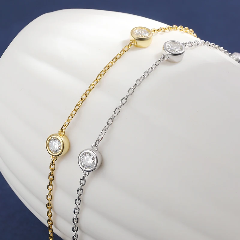 TBCYD 4MM Round Bubble Moissanite Diamond Bezel Necklace GRA Certified S925 Silver Neck Chain Choker For Women Fine Jewelry Gift - Image 3