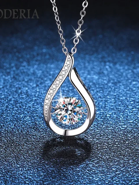 Certified D Color Moissanite Necklace 1 CT Pendant S925 Sterling Silver Plated 14K White Gold Women Necklace Luxury GRA Jewelry