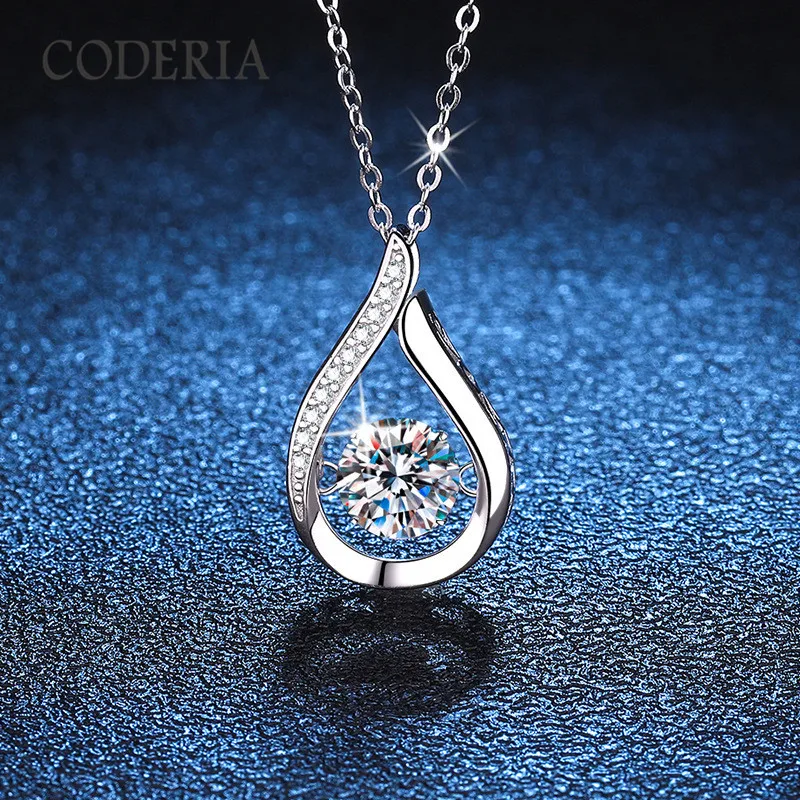 Certified D Color Moissanite Necklace 1 CT Pendant S925 Sterling Silver Plated 14K White Gold Women Necklace Luxury GRA Jewelry