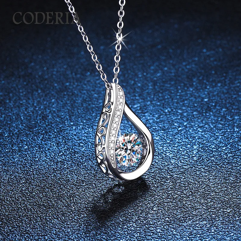 Certified D Color Moissanite Necklace 1 CT Pendant S925 Sterling Silver Plated 14K White Gold Women Necklace Luxury GRA Jewelry - Image 3