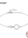 Bamoer Authentic 925 Sterling Silver Simple Ring Bracelet for Women Simple Basic Bracelet for Female Fine Jewelry Wedding Gift