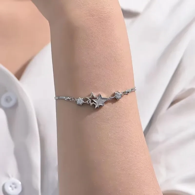 Original designer 925 Sterling Silver Elegant Charm Crystal Star Bracelets for Women Jewelry Fashion Party Wedding Accessories - Image 3