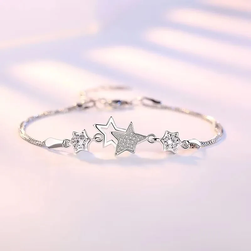 Original designer 925 Sterling Silver Elegant Charm Crystal Star Bracelets for Women Jewelry Fashion Party Wedding Accessories - Image 2
