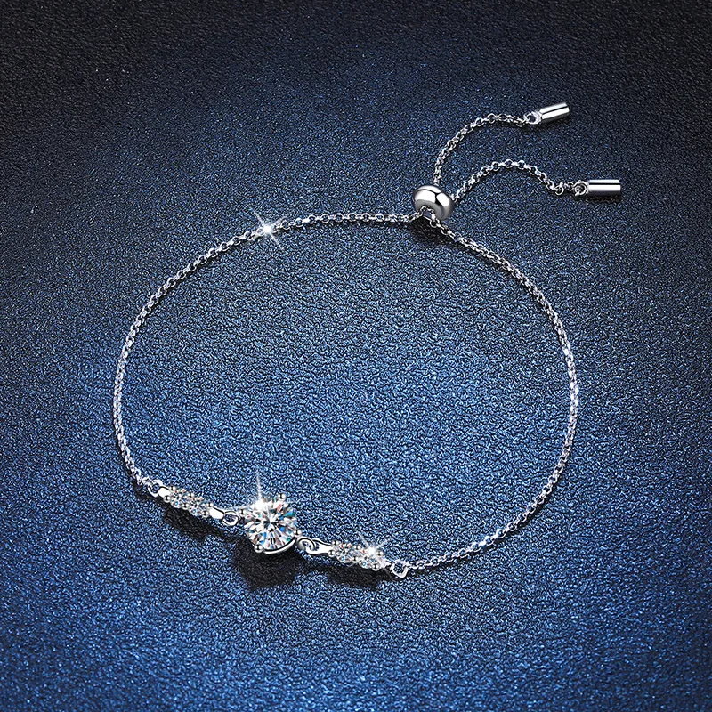 1 Carat Moissanite 925 Sterling Silver Women Bracelet Round Cut Bracelet White Gemstone Anniversary Jewelry 2023 - Image 3