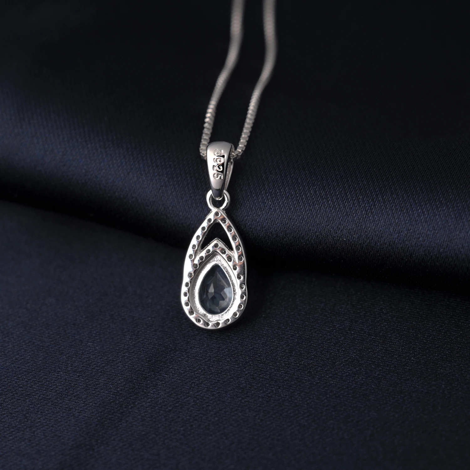 Potiy Pear Natural Sky Blue Topaz Pendant Necklace No Chain 925 Sterling Silver For Women Daily Party Jewelry - Image 3