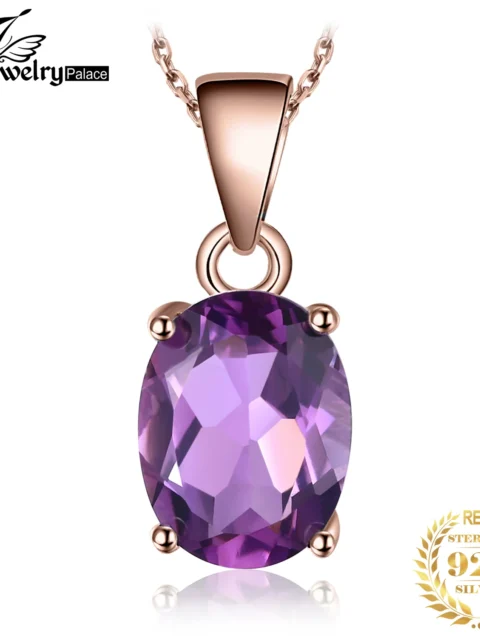 JewelryPalace Rose Gold Yellow Gold Plated Natural Amethyst Citrine Garnet Topaz 925 Sterling Silver Pendant Necklace No Chain