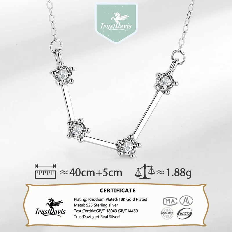 TrustDavis Girls Real 925 Sterling Silver Necklace 12 Constellations Pendant Birthday Gift for Women Daughter Jewelry DS4062 - Image 2