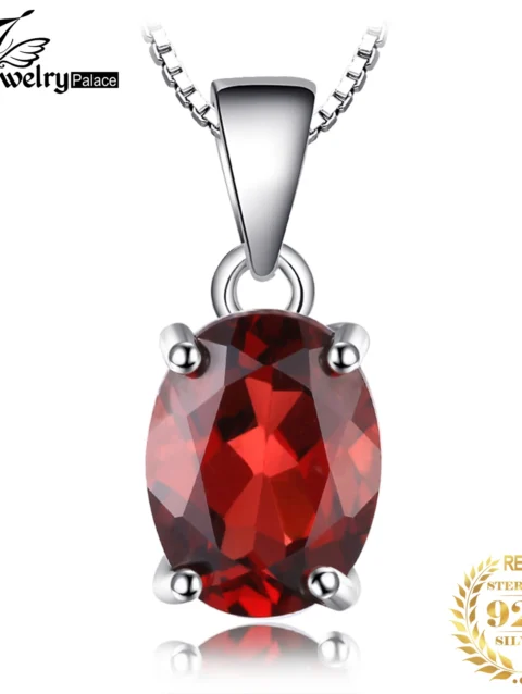 JewelryPalace Natural Garnet Amethyst Citrine Peridot Blue Topaz 925 Sterling Silver Pendant Necklace Gemstone Jewelry No Chain