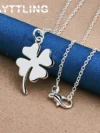 Charm 925 Sterling Silver 16-30 Inches Fine Four Leaf Clover Necklace For Women Fashion Wedding Gifts Jewelry Party