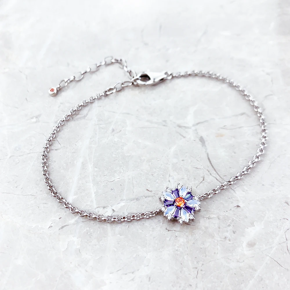 Bracelet Flowers Colourful Stones Spring Brand New Link Chain 925 Sterling Silver Jewelry Lucky Gift For Women - Image 3