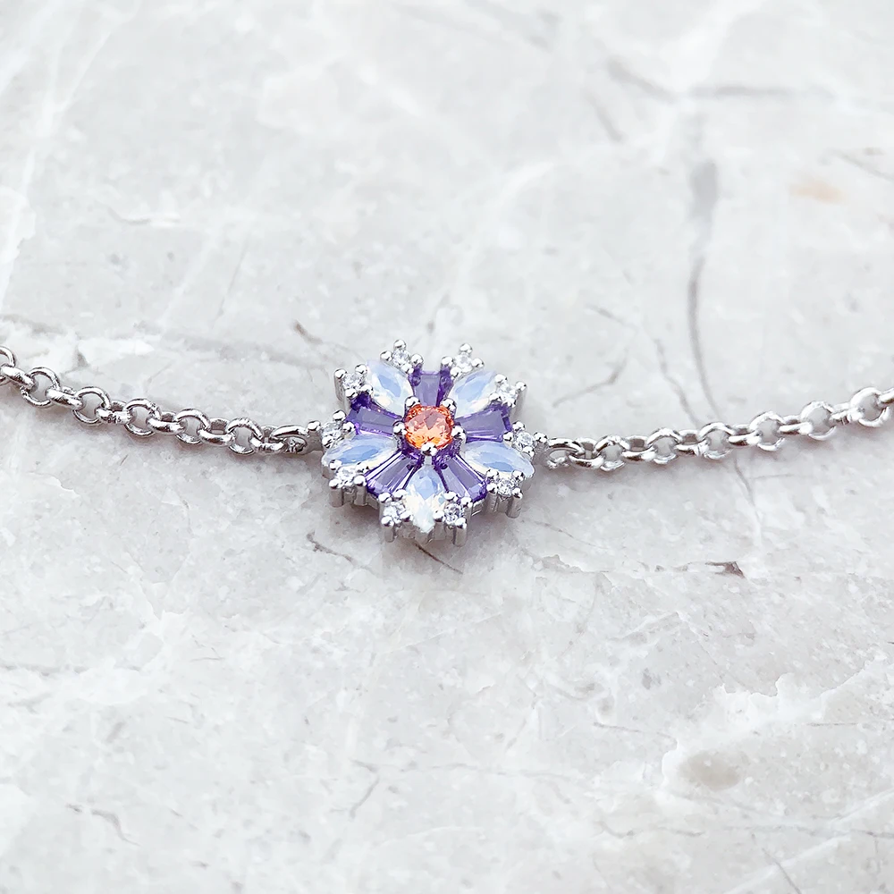 Bracelet Flowers Colourful Stones Spring Brand New Link Chain 925 Sterling Silver Jewelry Lucky Gift For Women - Image 4