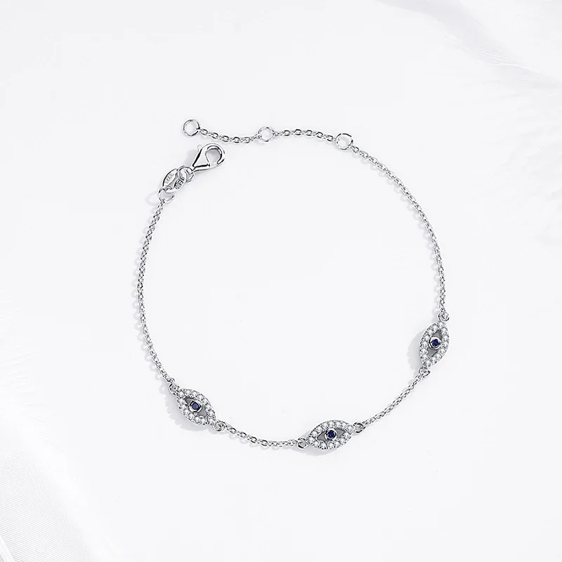 KALETINE Luxury Evil Eye Charm Bracelet for Women 925 Sterling Silver Shiny Cut Cubic Zircon CZ Adjustable Bangles Jewelry Gift - Image 3