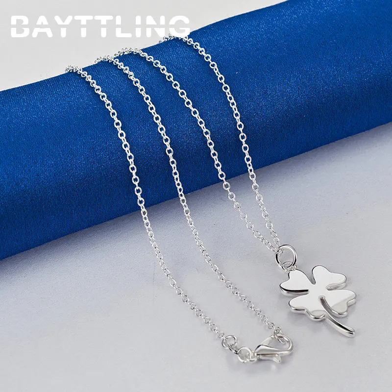 Charm 925 Sterling Silver 16-30 Inches Fine Four Leaf Clover Necklace For Women Fashion Wedding Gifts Jewelry Party - Image 4