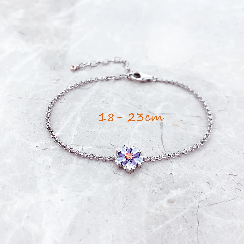 Bracelet Flowers Colourful Stones Spring Brand New Link Chain 925 Sterling Silver Jewelry Lucky Gift For Women - Image 2