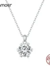 BAMOER 1 Carat Moissanite Pendant Necklace For Women High Quality 925 Sterling Silver Wedding Party Bridal Fine Jewelry 3 Colors