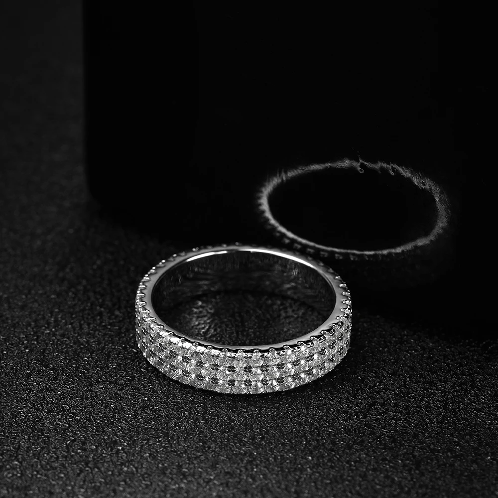KNOBSPIN Full Moissanite Ring 925 Sterling Sliver Plated 18k Eternity Band Hip Hop Rings for Woman Man Party Sparkling Jewely - Image 5