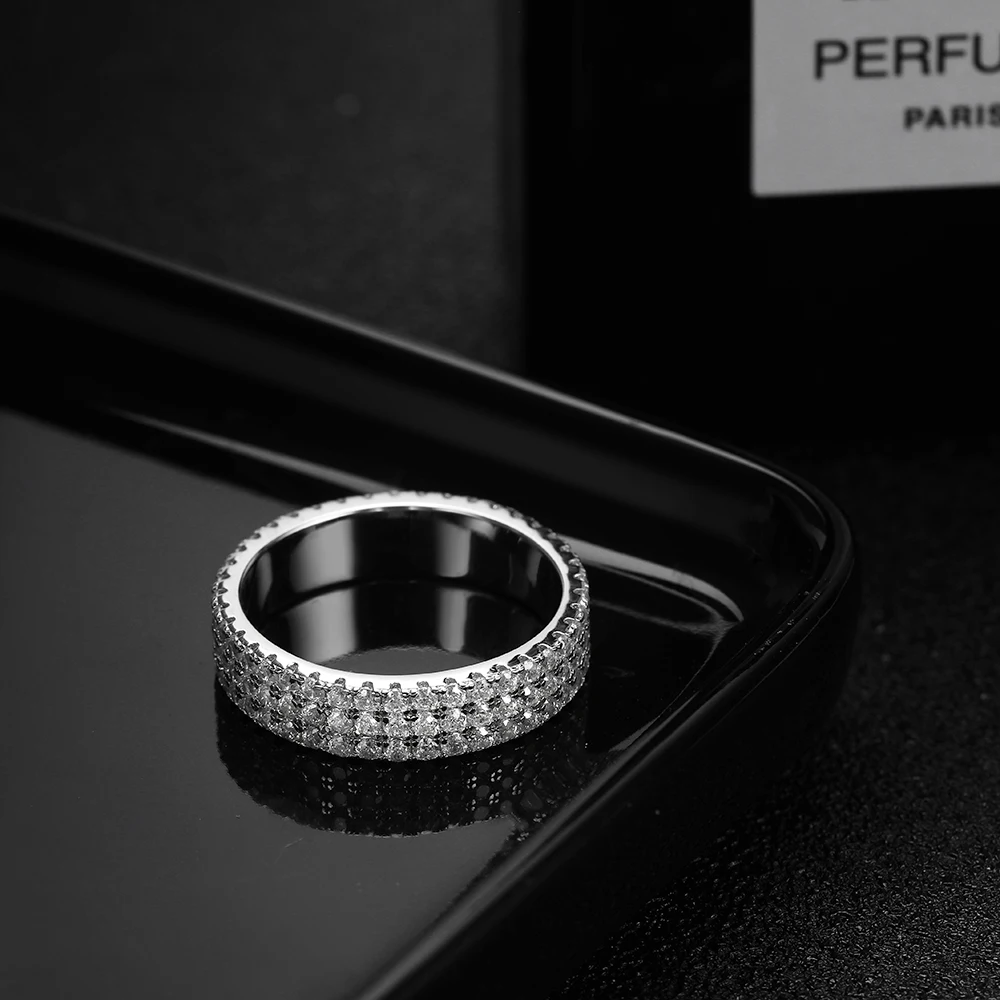 KNOBSPIN Full Moissanite Ring 925 Sterling Sliver Plated 18k Eternity Band Hip Hop Rings for Woman Man Party Sparkling Jewely - Image 3