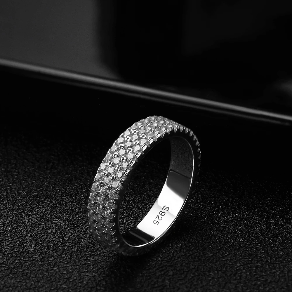 KNOBSPIN Full Moissanite Ring 925 Sterling Sliver Plated 18k Eternity Band Hip Hop Rings for Woman Man Party Sparkling Jewely - Image 2