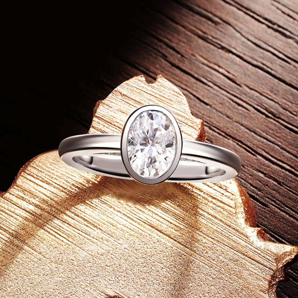KNOBSPIN D VVS1 Oval Moissanite Ring Original 925 Sterling Silver Plated 18k Gold with GRA Certificates Wedding Rings for Women - Image 4