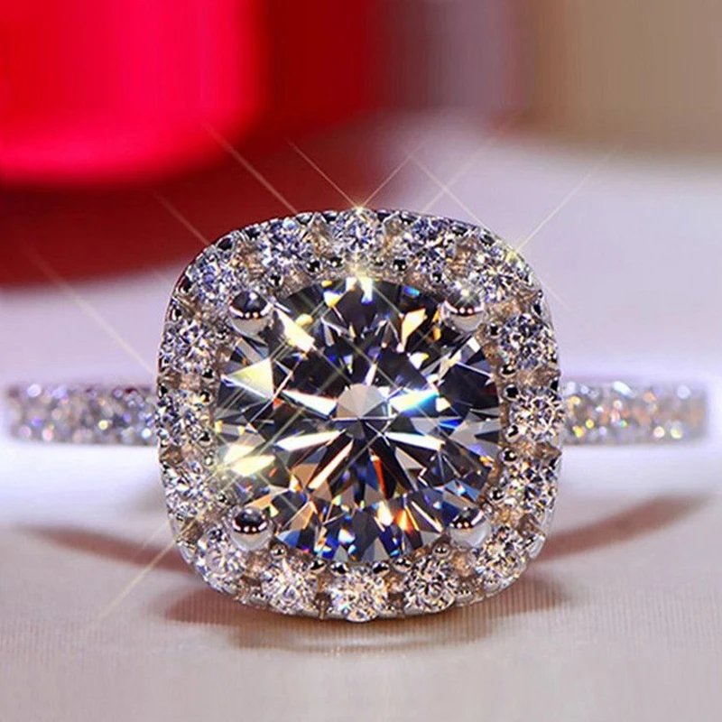 KNOBSPIN D Color Round Moissanite Ring 925 Sterling Silver Plated with 18k White Gold Rings for Women Wedding Band Fine Jewelry - Image 2