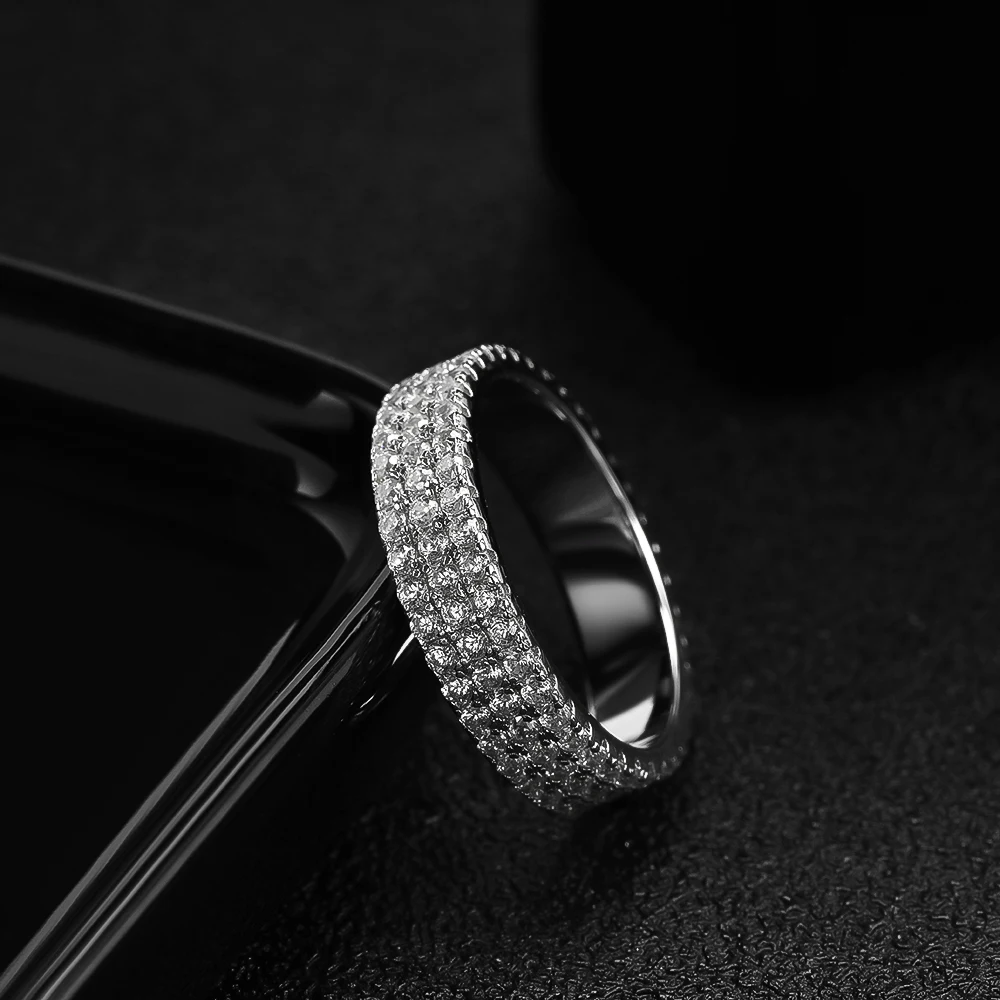 KNOBSPIN Full Moissanite Ring 925 Sterling Sliver Plated 18k Eternity Band Hip Hop Rings for Woman Man Party Sparkling Jewely - Image 4