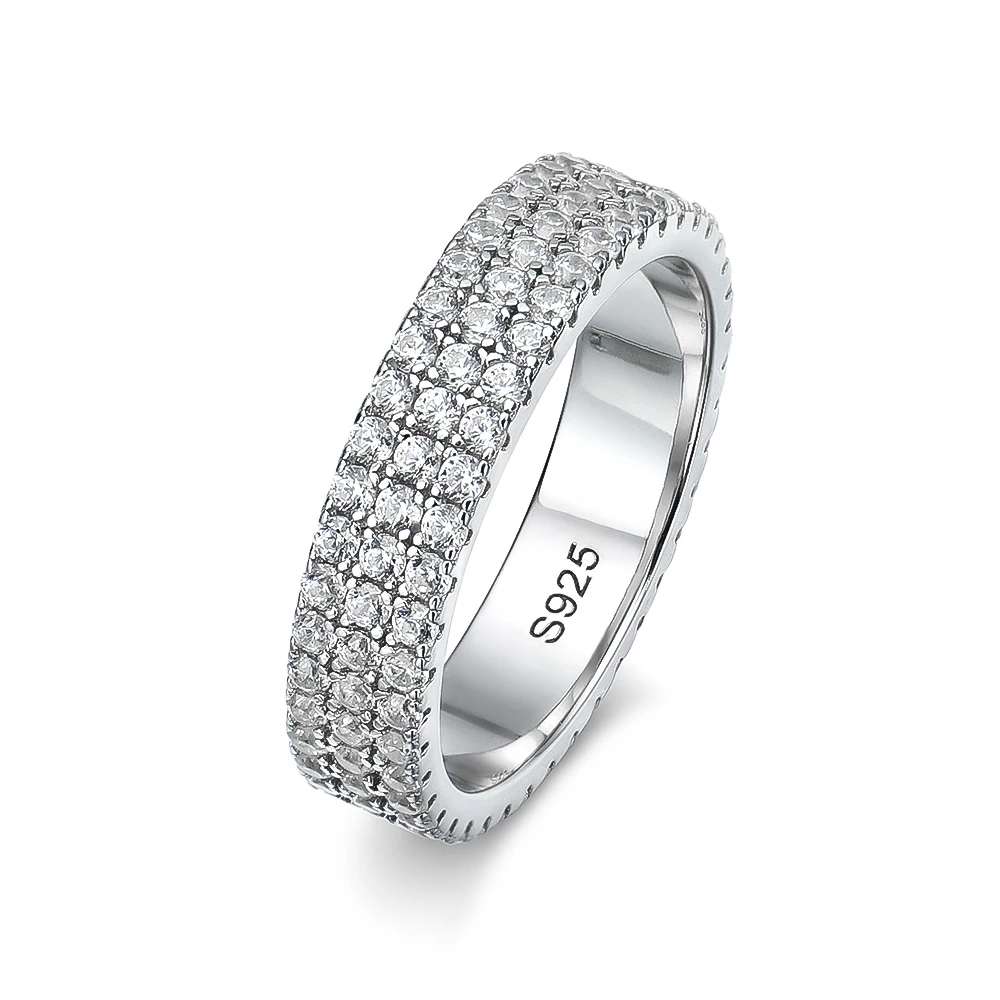 KNOBSPIN Full Moissanite Ring 925 Sterling Sliver Plated 18k Eternity Band Hip Hop Rings for Woman Man Party Sparkling Jewely - Image 6