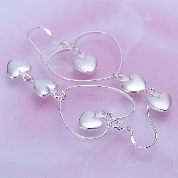 Hot 925 Sterling Silver romantic love heart earrings for Women fashion charms party wedding Jewelry Holiday gifts - Image 3