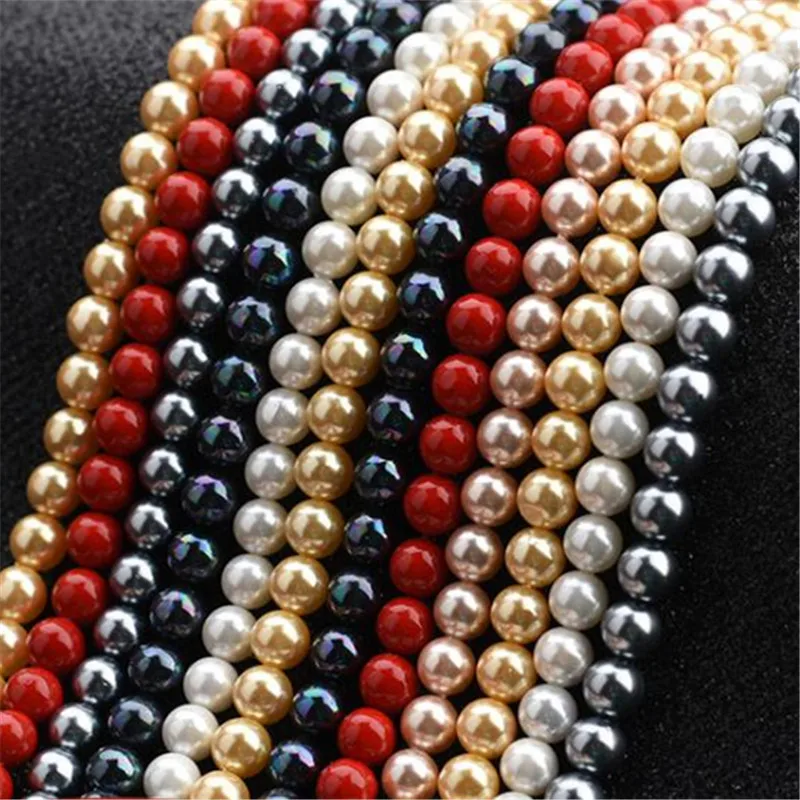 Natural Shell Pearl Round Beads Real shells For Jewellery Making Necklace Making Diy Bracelet Jewelry 4-12mm Factory Wholesale
