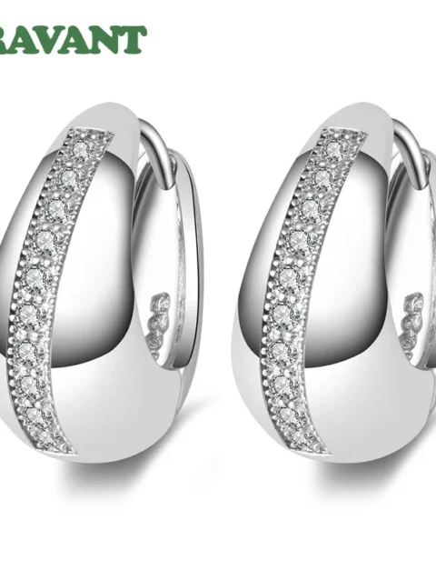 Real 925 Sterling Silver 18mm Small Hoop Earrings For Women Wedding Jewelry Gift