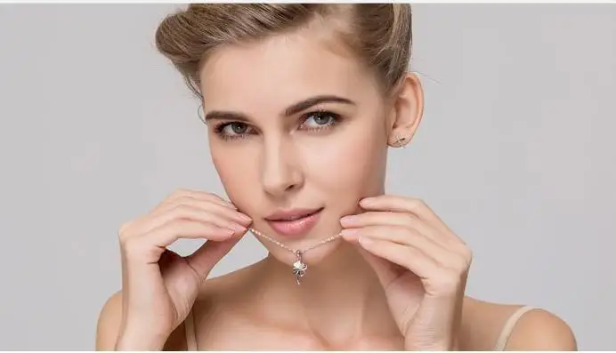 Cute Clover Style Crystal Pendants Necklace For Women Wedding Party Pure 925 Sterling Silver Lady Choker Necklaces Accessory - Image 3
