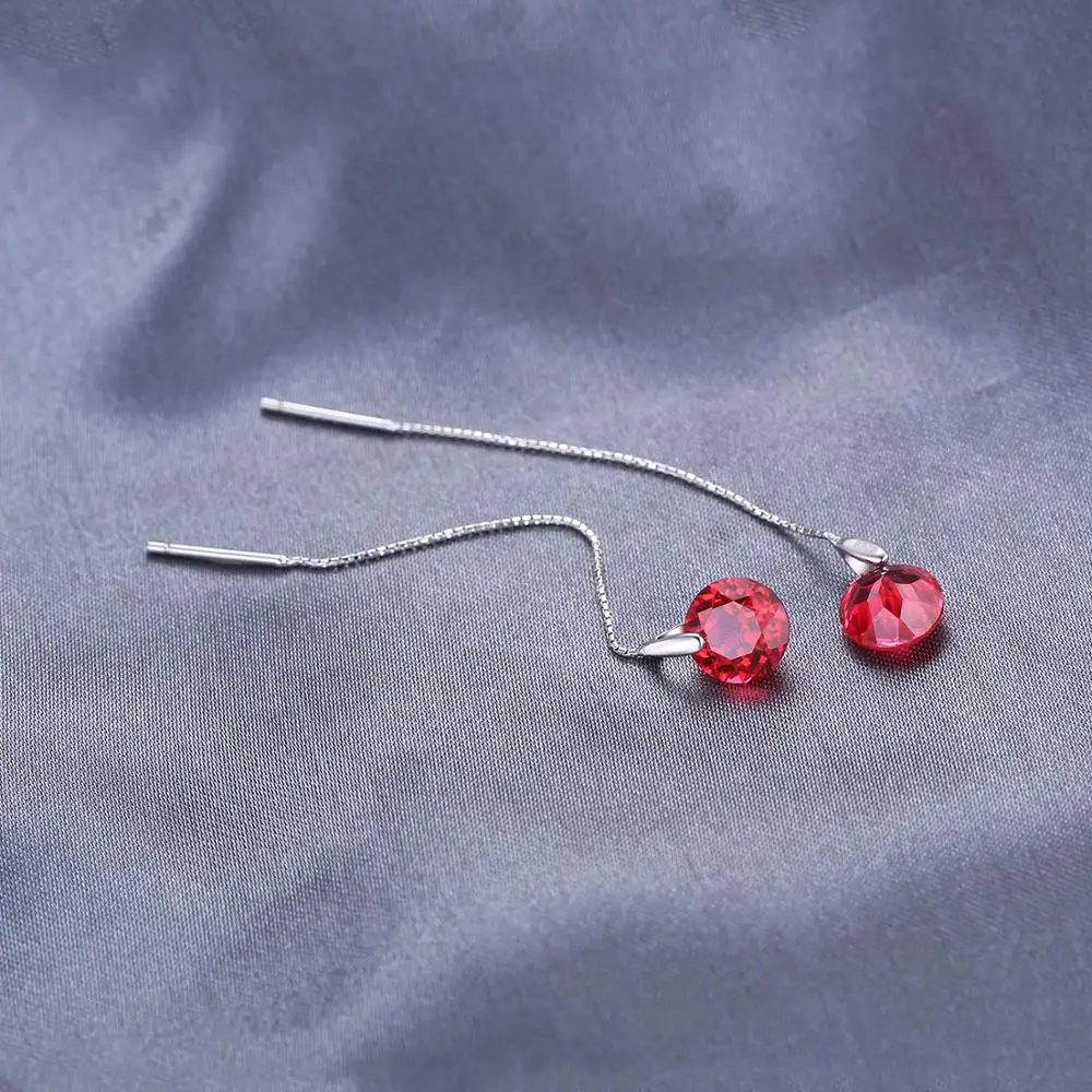 JewelryPalace 5.5ct Created Ruby 925 Sterling Silver Line Drop Earrings for Women Fashion Party Jewelry Trendy Gift New Arrival - Image 4