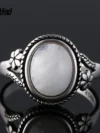 925 Sterling Silver Ring Natural Moonstone Rings for Women Flower Shaped Wedding Jewelry Gift Fashion Luxury Ring