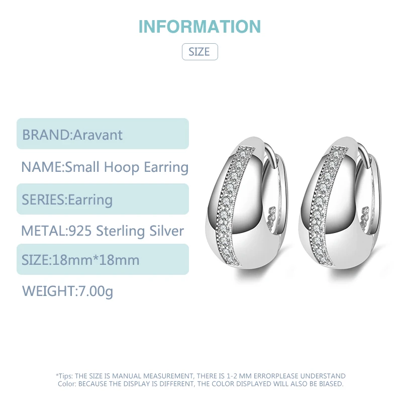 Real 925 Sterling Silver 18mm Small Hoop Earrings For Women Wedding Jewelry Gift - Image 6