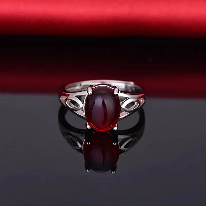 Retro 925 Silver Jewelry Rings for Women Wedding Engagement Promise Party Oval Shape Zircon Gemstone Open Finger Ring Accessory - Image 3