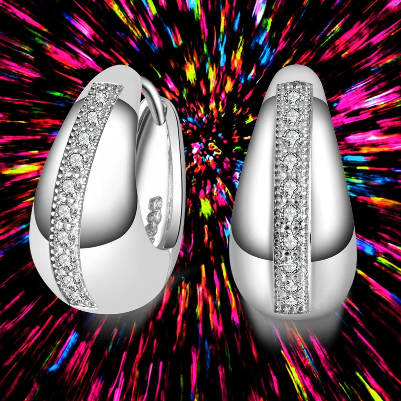Real 925 Sterling Silver 18mm Small Hoop Earrings For Women Wedding Jewelry Gift - Image 3