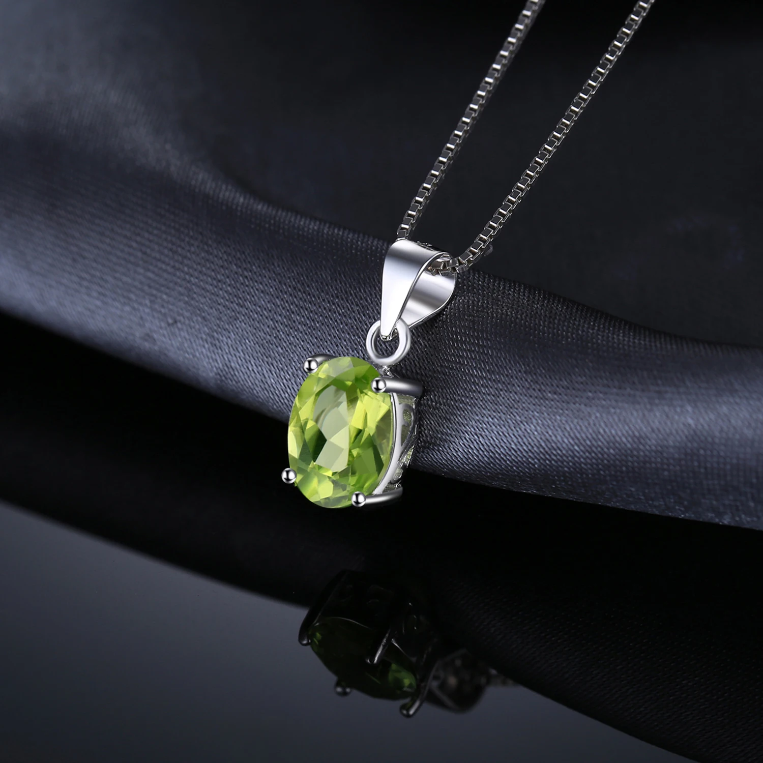 JewelryPalace Genuine Natural Green Peridot Pendant Necklace 925 Sterling Silver Women Gemstone Statement Necklace No Chain - Image 4