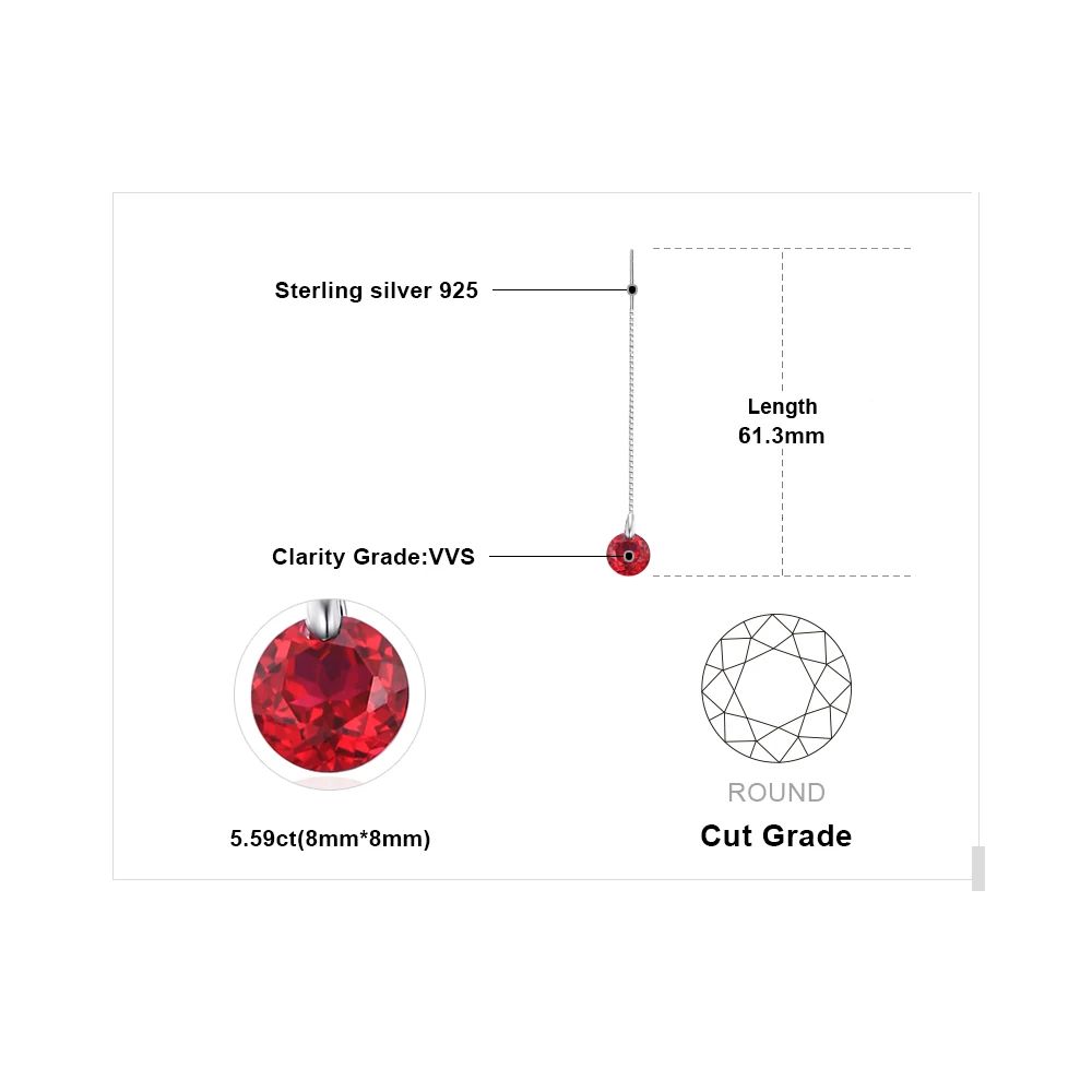 JewelryPalace 5.5ct Created Ruby 925 Sterling Silver Line Drop Earrings for Women Fashion Party Jewelry Trendy Gift New Arrival - Image 5