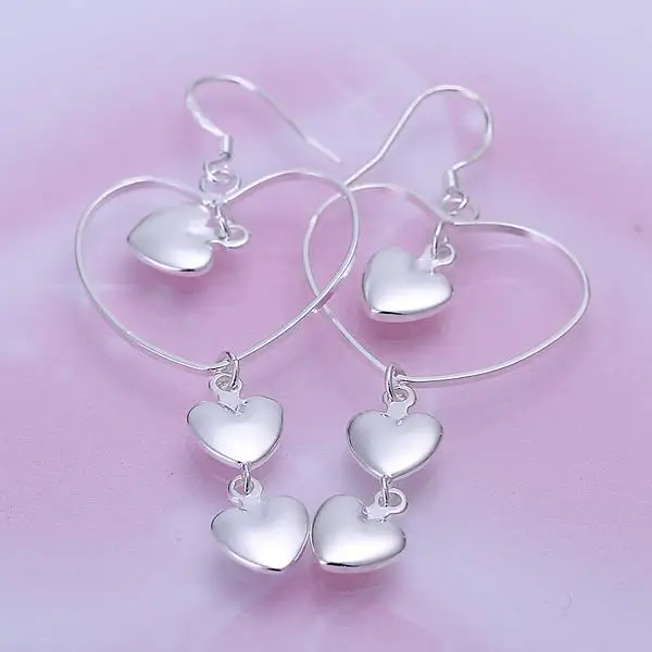 Hot 925 Sterling Silver romantic love heart earrings for Women fashion charms party wedding Jewelry Holiday gifts - Image 2