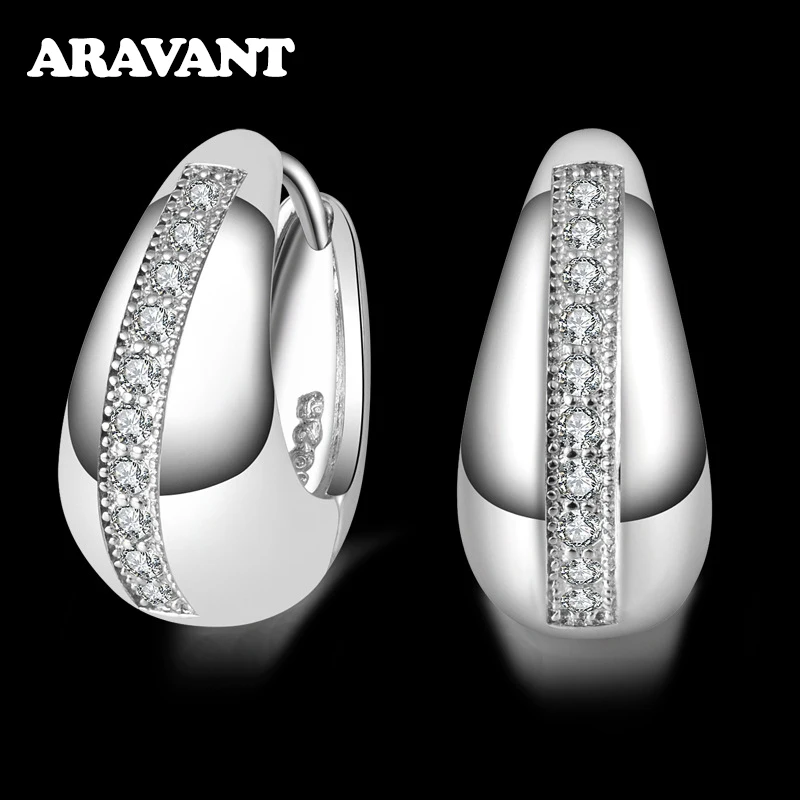 Real 925 Sterling Silver 18mm Small Hoop Earrings For Women Wedding Jewelry Gift - Image 4