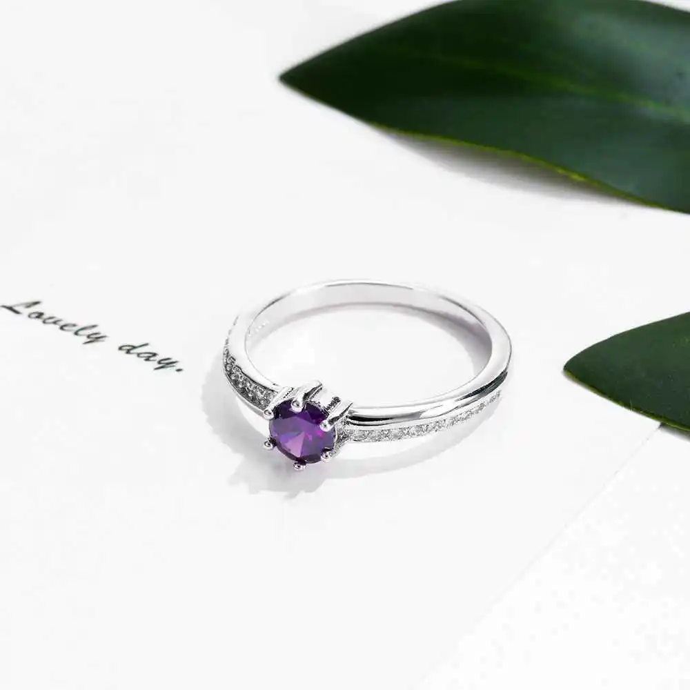 Female Wedding 925 Sterling Silver Pretty Rings With Blue/White Round Crystals Stone Women Engagement Party Fancy Jewellry - Image 3