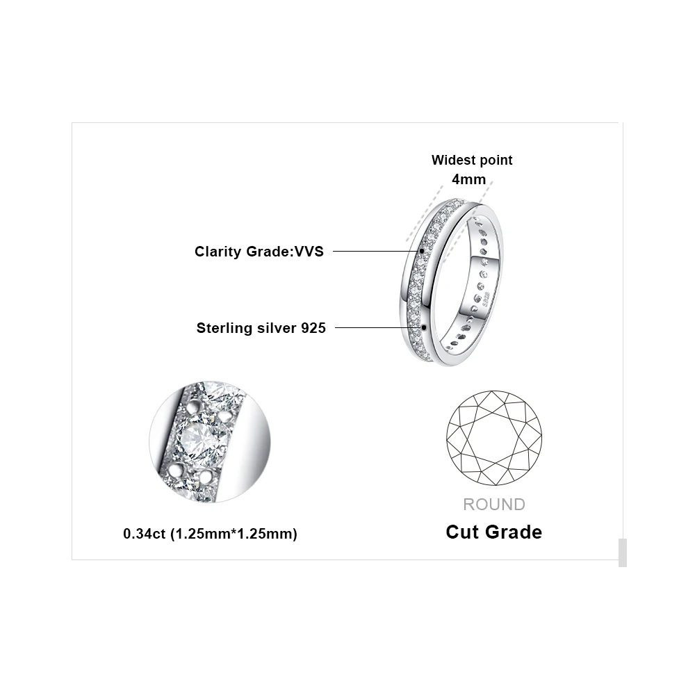 JewelryPalace Solid 925 Sterling Silver Wedding Engagement Ring for Woman AAAAA CZ Simulated Diamond Band Ring Luxury Jewelry - Image 5