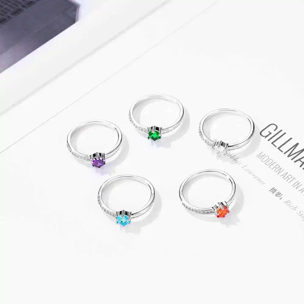 Female Wedding 925 Sterling Silver Pretty Rings With Blue/White Round Crystals Stone Women Engagement Party Fancy Jewellry - Image 6