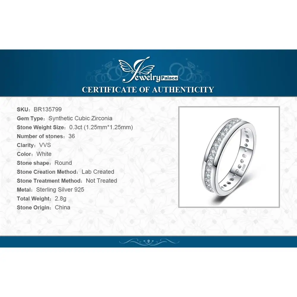 JewelryPalace Solid 925 Sterling Silver Wedding Engagement Ring for Woman AAAAA CZ Simulated Diamond Band Ring Luxury Jewelry - Image 6
