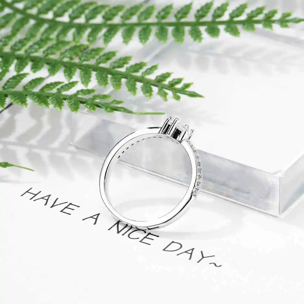 Female Wedding 925 Sterling Silver Pretty Rings With Blue/White Round Crystals Stone Women Engagement Party Fancy Jewellry - Image 5