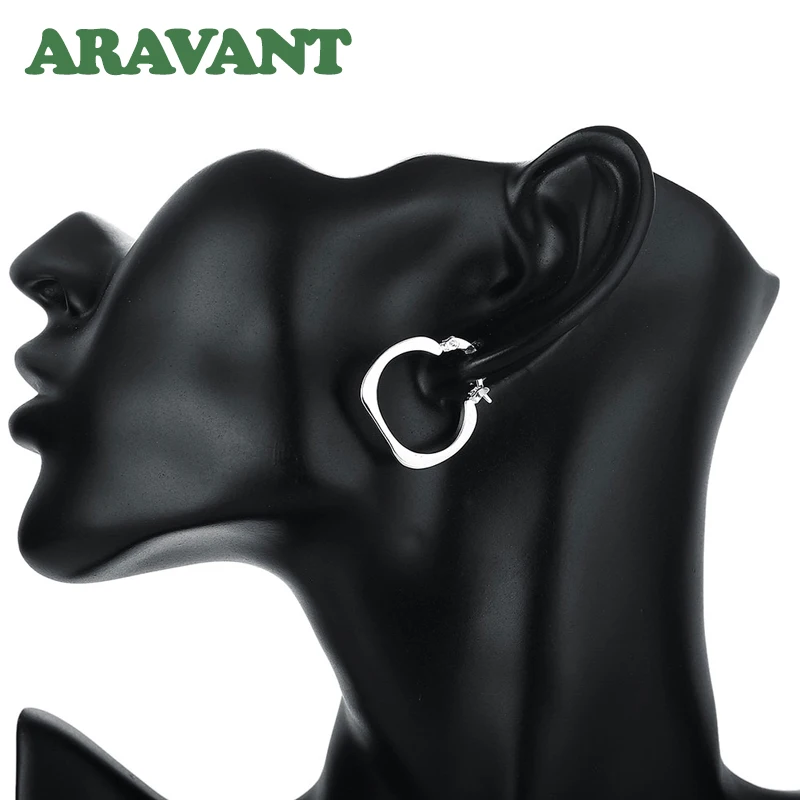 Aravant 925 Silver Flat Square Hoop Earrings For Women Fashion Jewelry - Image 4